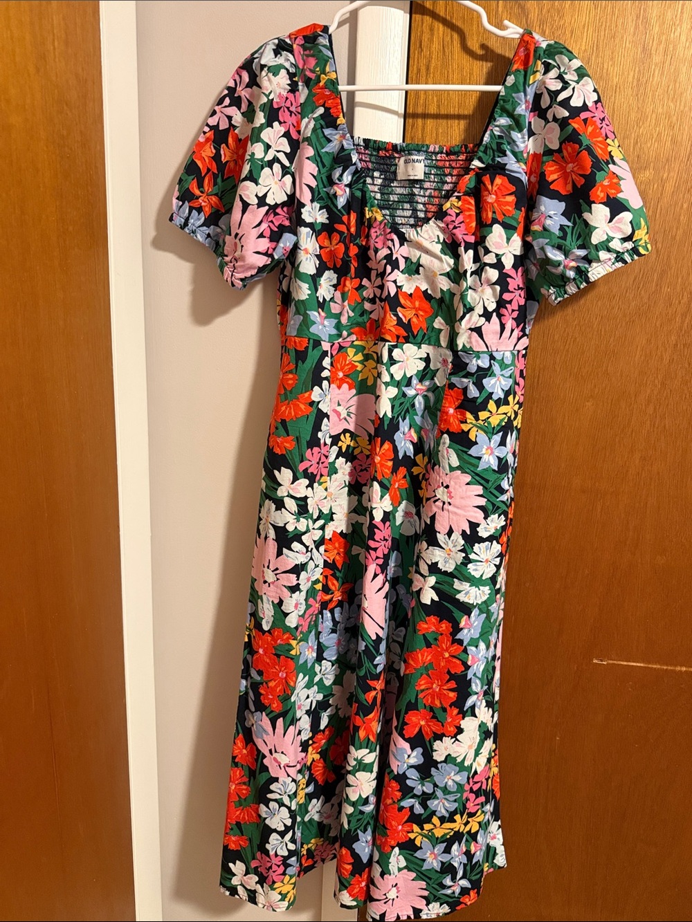 Old Navy Floral Midi Dress in Black, Red, Pink & White